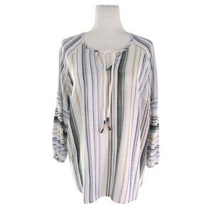 Tribal Jeans Striped Top Womens M White Resort‎ Wear Polished Night Out Casual